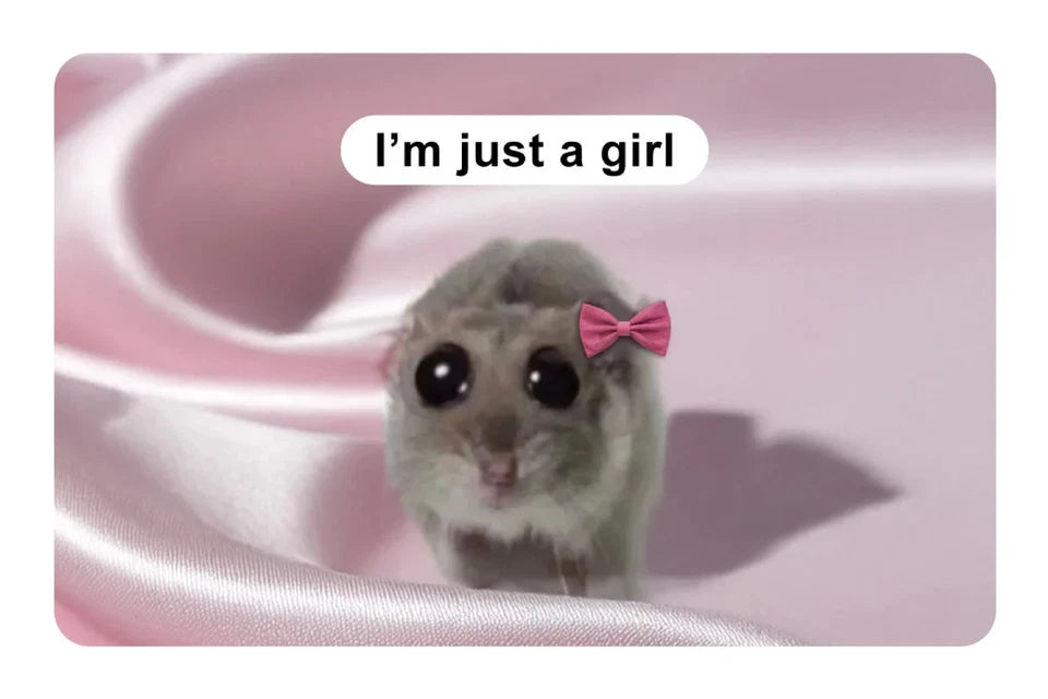 I'm Just a Girl Hamster Meme Funny Viral Pink Coquette Aestheti Credit Card Skin (4-Pack) | Made in USA Print on Demand