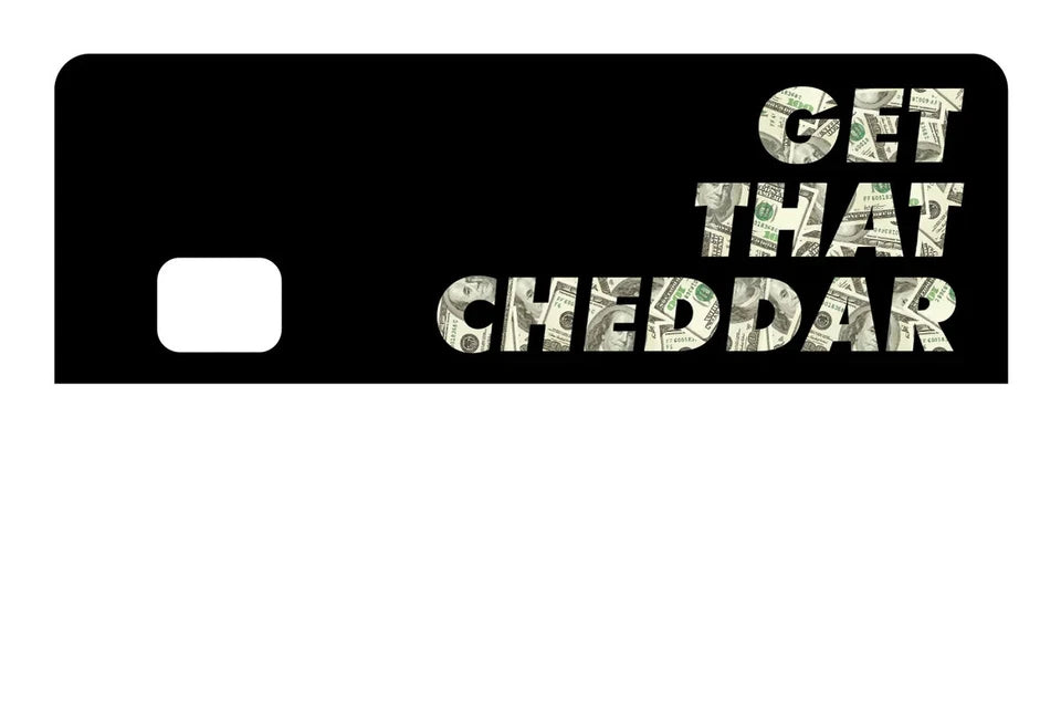 Get That Cheddar Money Hustle Dollar Bill Black Credit Card Skin (4-Pack) | Made in USA Print on Demand