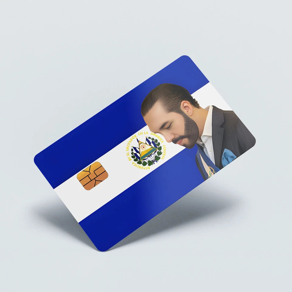 El Salvador With Bukele Skin Card Credit Card Skin (2-Pack) | Made in USA Print on Demand