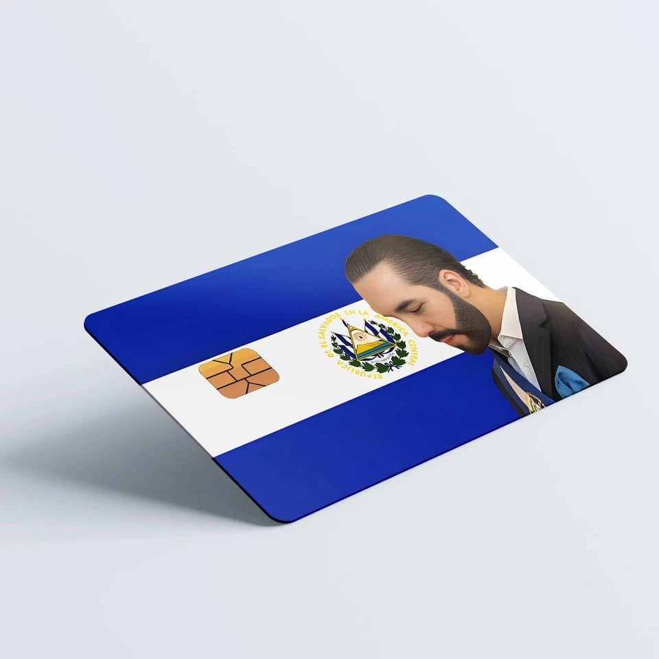 El Salvador With Bukele Skin Card Credit Card Skin (2-Pack) | Made in USA Print on Demand
