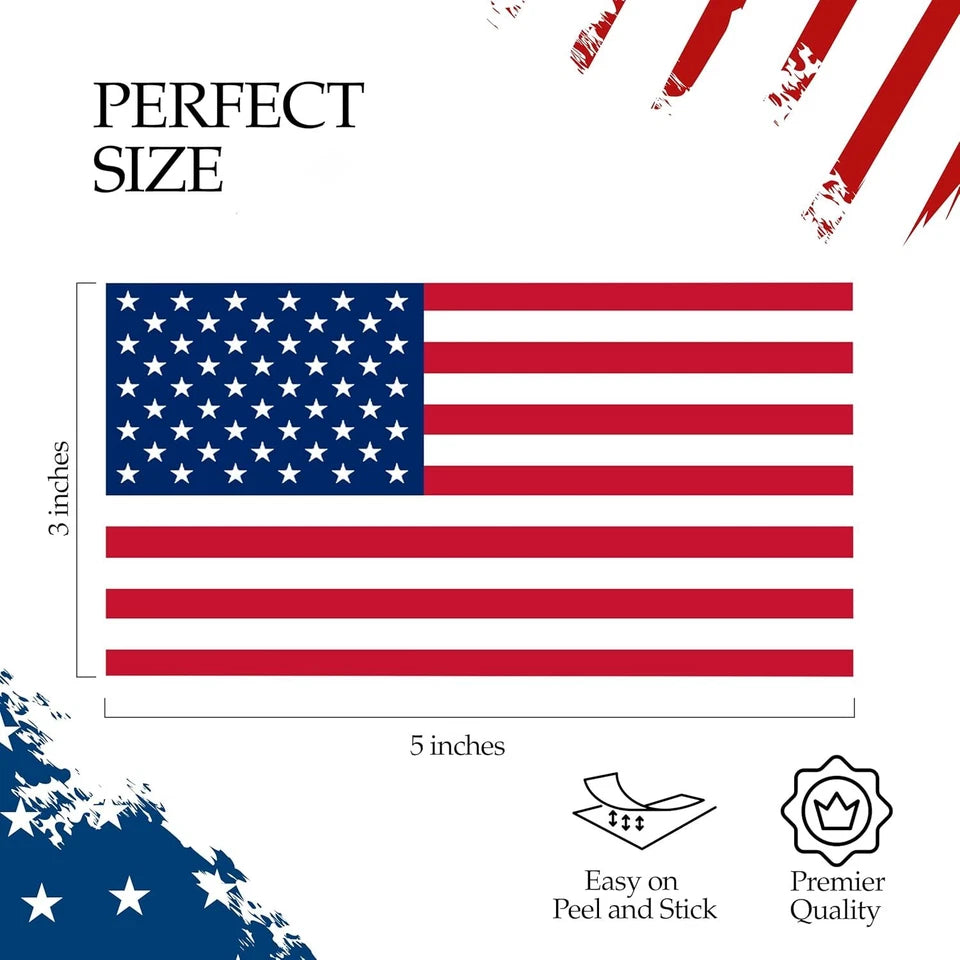 American Flag  4" Wide USA Patriotic for Car, Bumper Decal (4-Pack) | Made in USA Print on Demand
