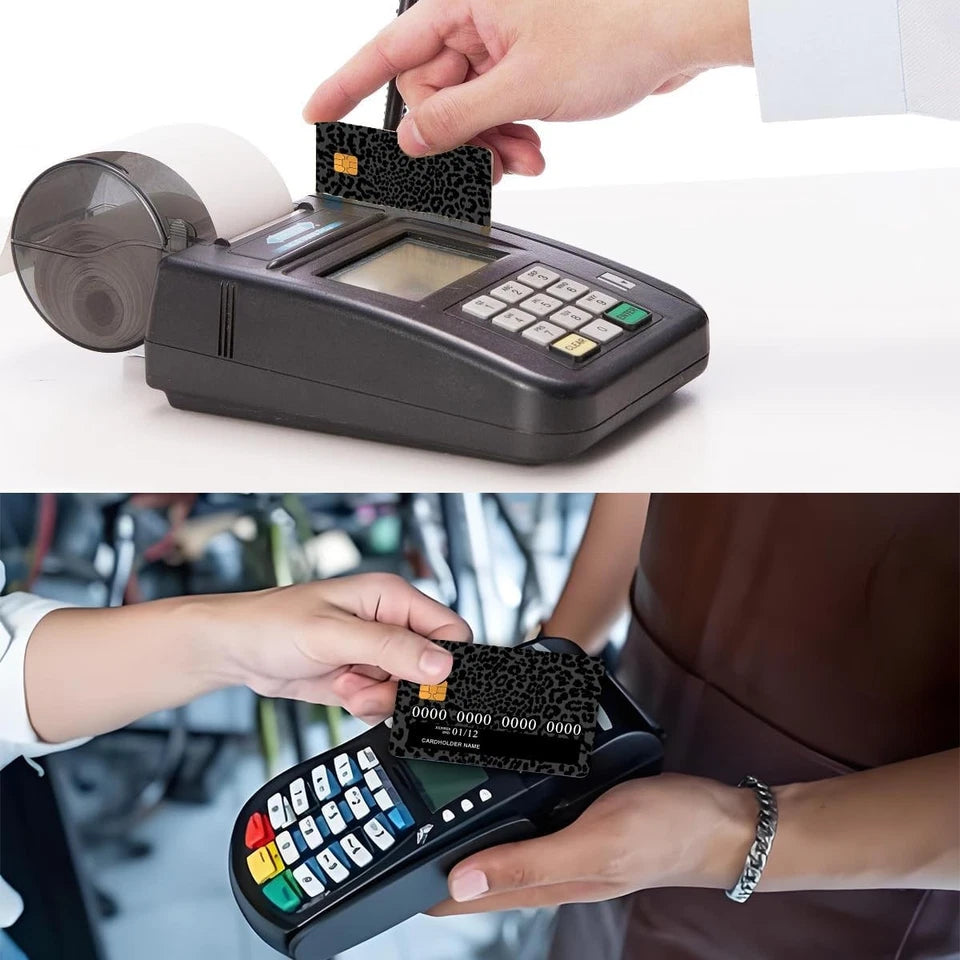 Black Leopard Print Dark Animal Print Fashion Credit Card Skin (4-Pack) | Made in USA Print on Demand