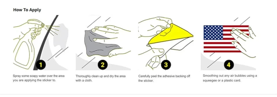 American Flag  4" Wide USA Patriotic for Car, Bumper Decal (4-Pack) | Made in USA Print on Demand